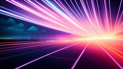 Photo of a vibrant cityscape illuminated by a dazzling array of lights