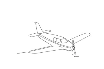 Fototapeta na wymiar Front view of vintage aircraft. Vintage plane one-line drawing