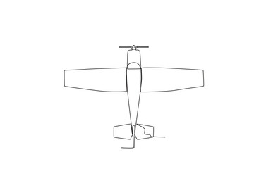 A retro plane flying in the air. Vintage plane one-line drawing