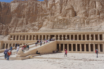 Luxor, Egypt: Tourists visit the mortuary temple of Hatshepsut, 18th dynasty pharaoh, on the West...