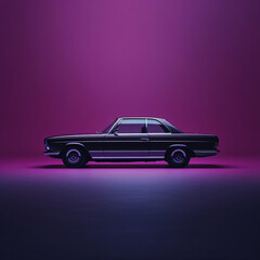 Fototapeta na wymiar purple retro car side view