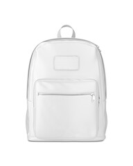 Front view of White blank textile Backpack Mockup, isolated on a white background