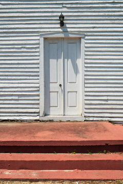Front door of a rural church in North Carolina