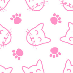 Cute cat abstract seamless pattern