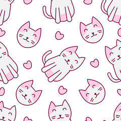 Cute cat abstract seamless pattern
