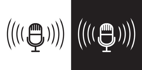 Microphone podcase line icon. Stroke vector elements for trendy design. Simple pictograms for mobile concept and web apps. Vector line icon isolated on a white background. Vector illustration and sign