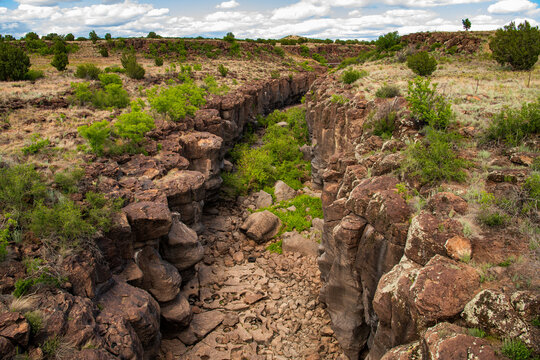 Basalt lined canyon near the headwaters of the Verde River in Arizona's Chino Valley, near Paulden
