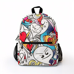 School backpack on white background. Back to school concept.