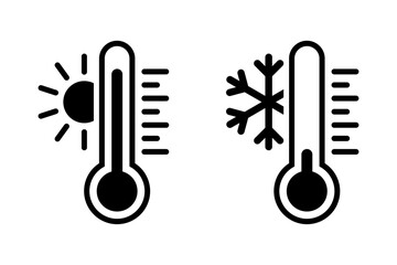 Thermometer with sun and snowflake icon