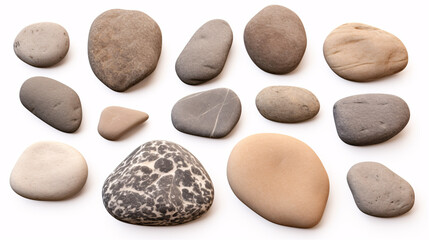 Fototapeta na wymiar Set of stones or rocks isolated on White background.