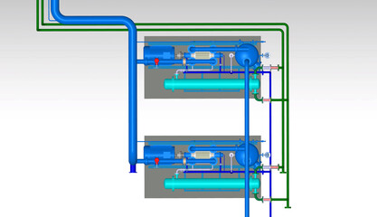 Liquid ring vacuum pump 3D illustration