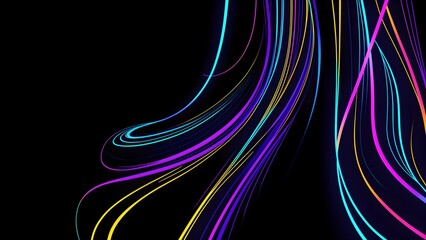 Fototapeta na wymiar Photo of abstract colorful lines on a black background