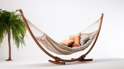 Stylish lazy relax hammock on white background..