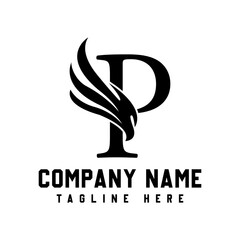 Letter P Wings Logo Design Vector.