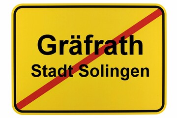 Illustration eines Ortsschildes von Gräfrath, einem Stadtteil von Solingen in Nordrhein-Westfalen