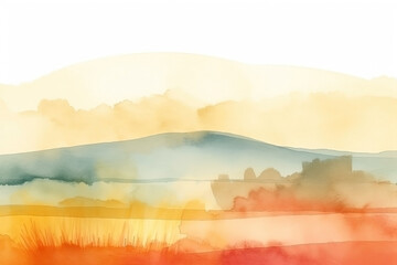 Obraz premium Watercolor neutral minimalist mountains landscape illustration