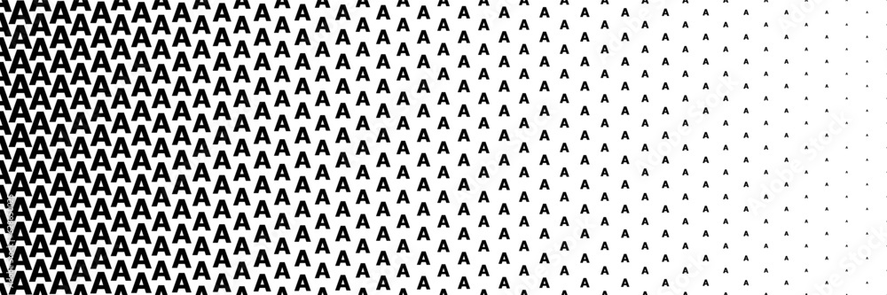 Poster horizontal black halftone of capital letter a design for pattern and background.