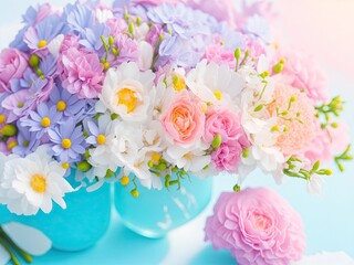 A beautiful bouquet of fresh spring colorful flowers. ai generative