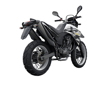 Japan, Tokyo. July 28, 2023. Yamaha XT660R enduro motorcycle dual purpose on a white background. 3d rendering.