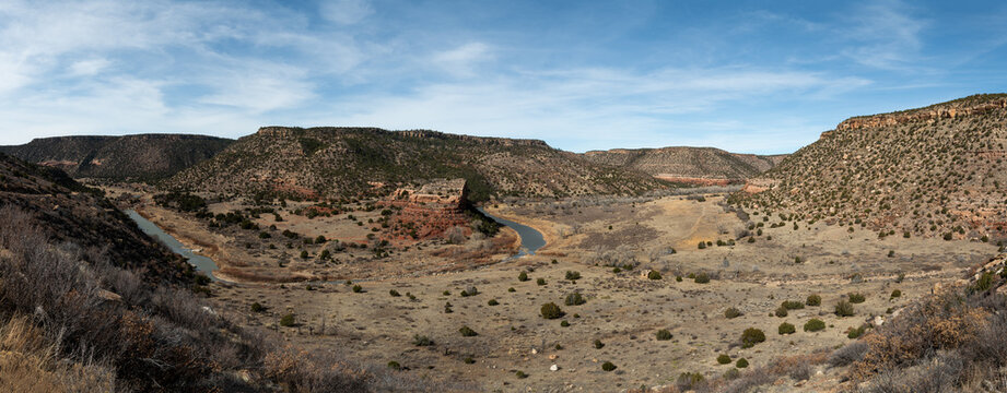 Panoramic view of the Canadian River, Mills Canyon, Kiowa National Grassland, New Mexico