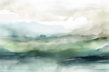 Obraz premium Watercolor neutral minimalist landscape illustration. Invitation, banner, card background