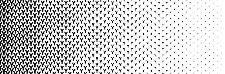 horizontal black halftone of capital letter Y design for pattern and background.