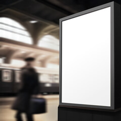 Billboard advertising mockup, train station background
