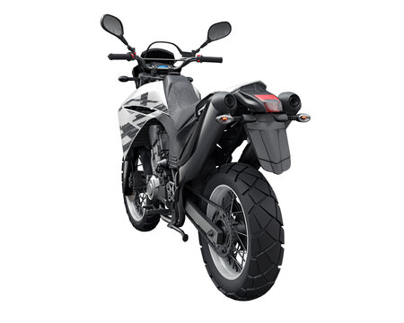 Japan, Tokyo. July 28, 2023. Yamaha XT660R enduro motorcycle dual purpose on a white background. 3d rendering.