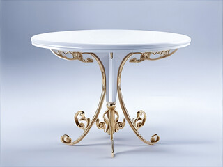 Elegant White Rounded Table On A White Background