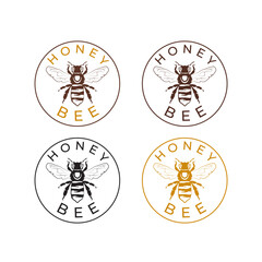Set of label design with bee.Vector illustration