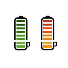 Concept logo cup and battery on charge.Vector illustration