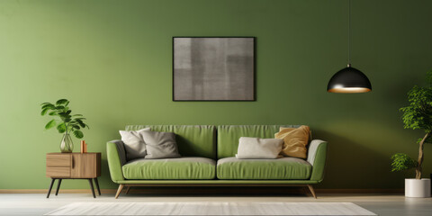 Interior mockup photo. Canvas mockup. Blank wall mockup. Empty wall mockup. Generative AI