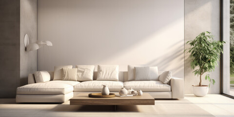 Interior mockup photo. Canvas mockup. Blank wall mockup. Empty wall mockup. Generative AI