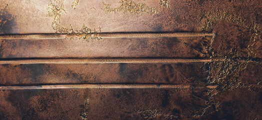 immagine di superficie metallica in bronzo grezzo con imperfezioni, vista dall'alto