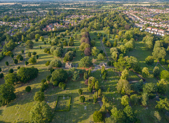 Obraz premium An aerial view of the 1st Cemetery in Ipswich, Suffolk, UK