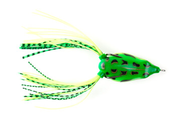 Silicone frog - top water bait for pike or large mouth bass fishing isolated on white