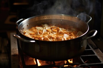 lasagna noodles boiling in a pot