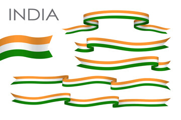 Shiny wavy ribbon with India's national flag color
