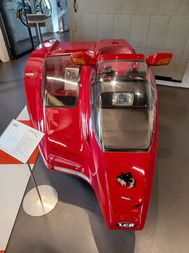 A tricycle capable of reaching speeds of up to 260 km/h in the automuseum in Romanshorn