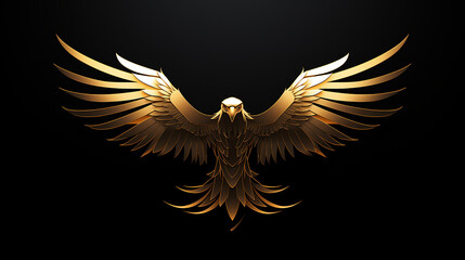 águia minimalista dourada, fundo preto