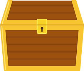 Closed wooden chest icon. Vector illustration. Isolated.	