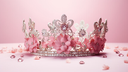 Decoração de design de férias de coroa rosa de princesa 
