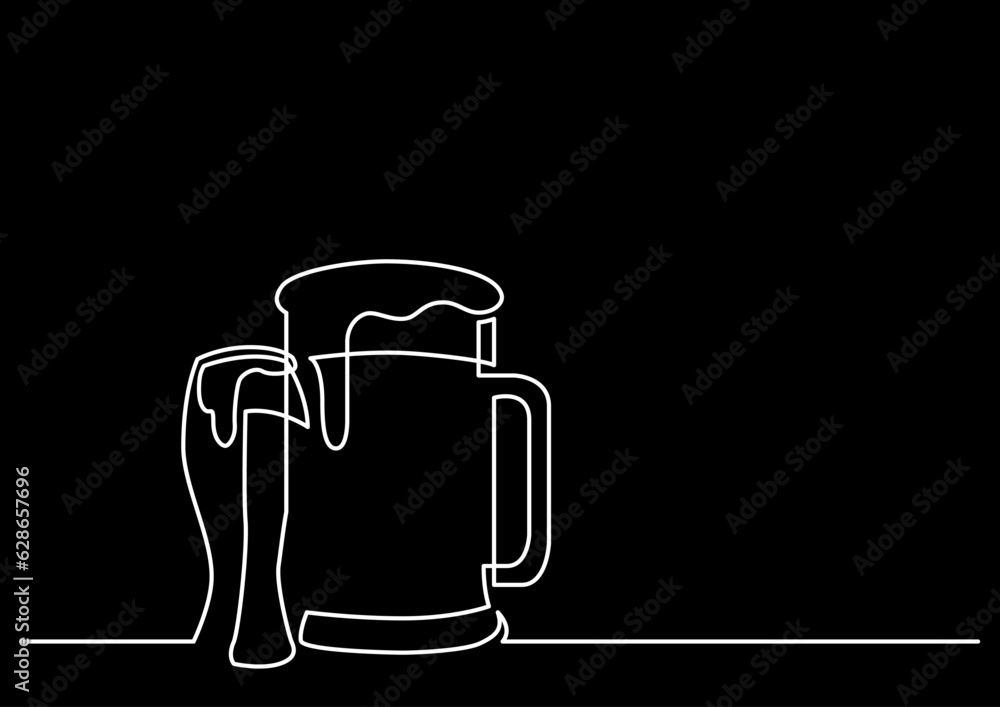 Poster continuous line drawing vector illustration with fully editable stroke of isolated object as concept