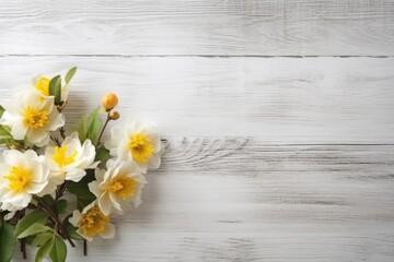 Special occasion flower bouquet on wooden background.
