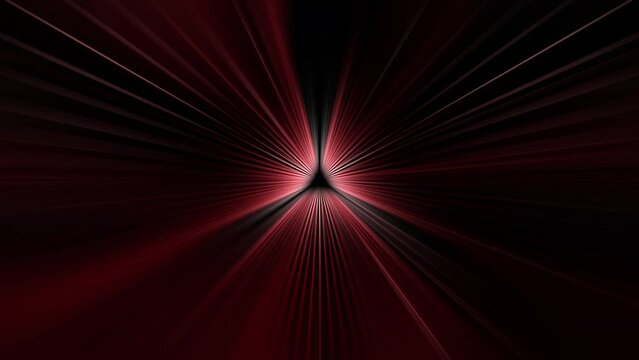 Abstract loop glow  red laser center radial streak shine ray light sparking VJ on black background. 4K 3D fractals seamless loop infinite complex glowing radial light streaks.