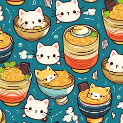 Ramen Cat Pattern