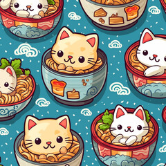 Ramen Cat Pattern