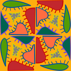 Seamless, abstract, bright, summer pattern. Ornament, mosaic, kaleidoscope.