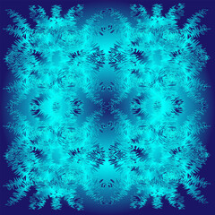 Fototapeta na wymiar Vector abstract Christmas geometric pattern in the form of snow-covered branches on a blue background