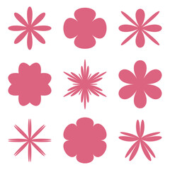 Fototapeta premium Set of pink flowers. Icons of flowers. Vector illustration 